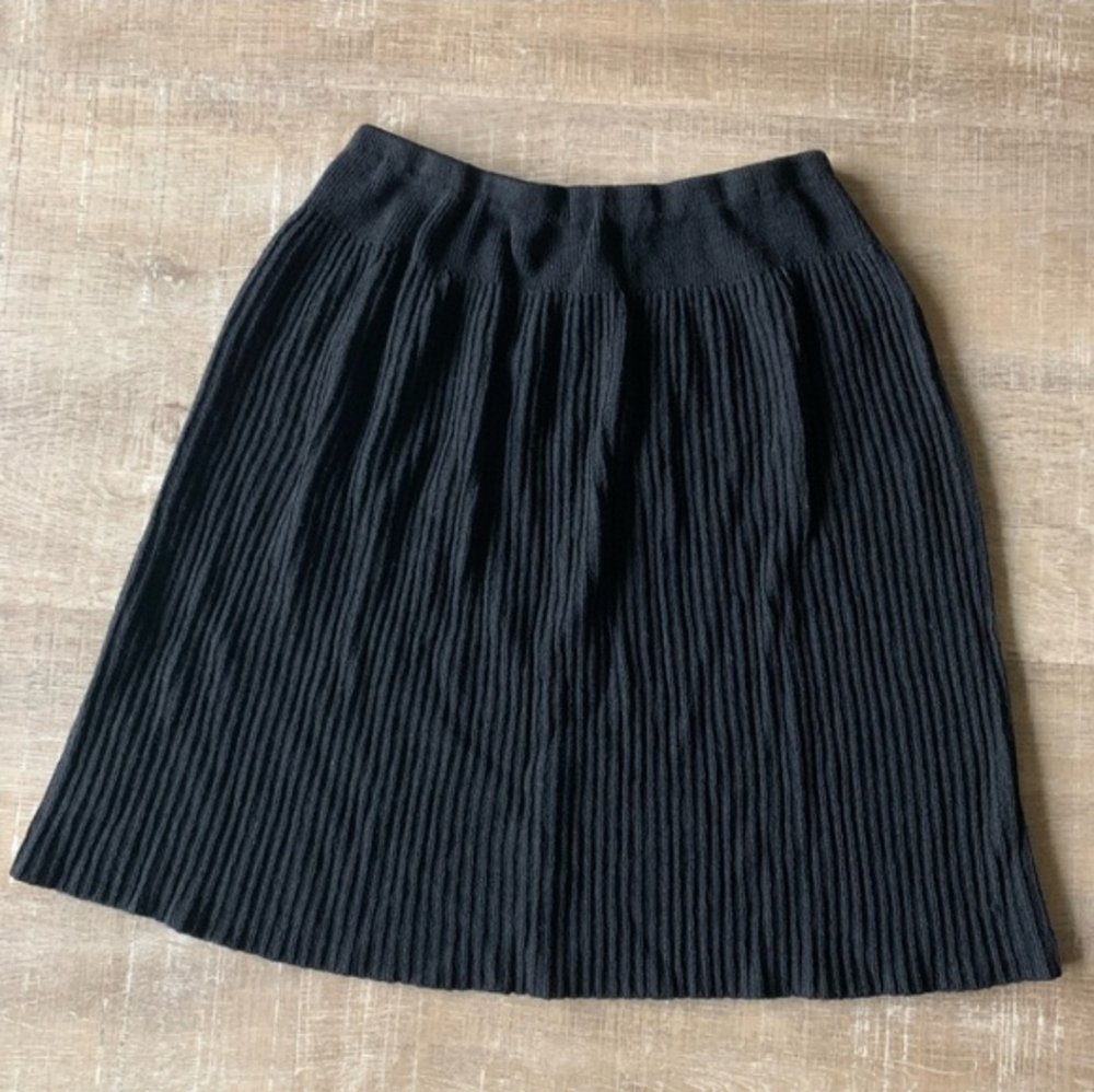 ST JOHN Black Skirt Santana Ribbed Vintage Women’s 12 USA Stretch Elastic Waist - Picture 12 of 12
